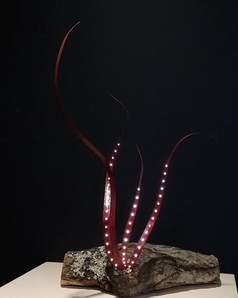 red Fiber part of the Sea grass collection lighted sculpture